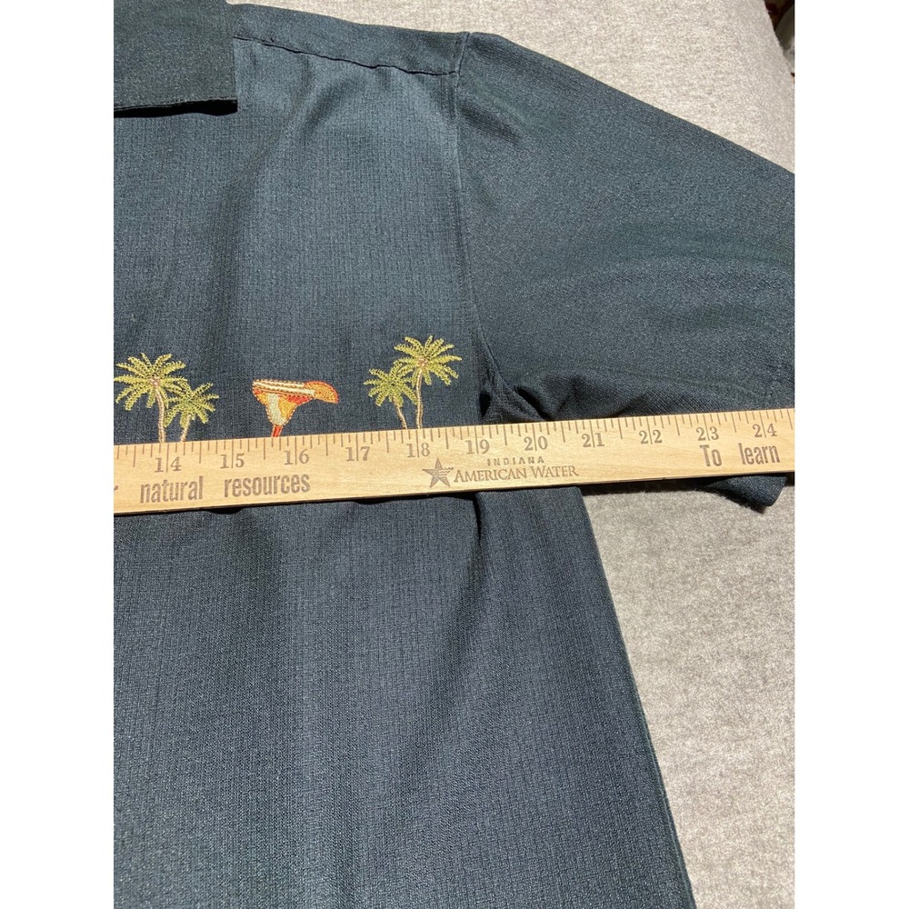 Bungalow Joe Hawaiian Shirt Black Vacation Cuban Old Money Rayon Blend M - Picture 3 of 10